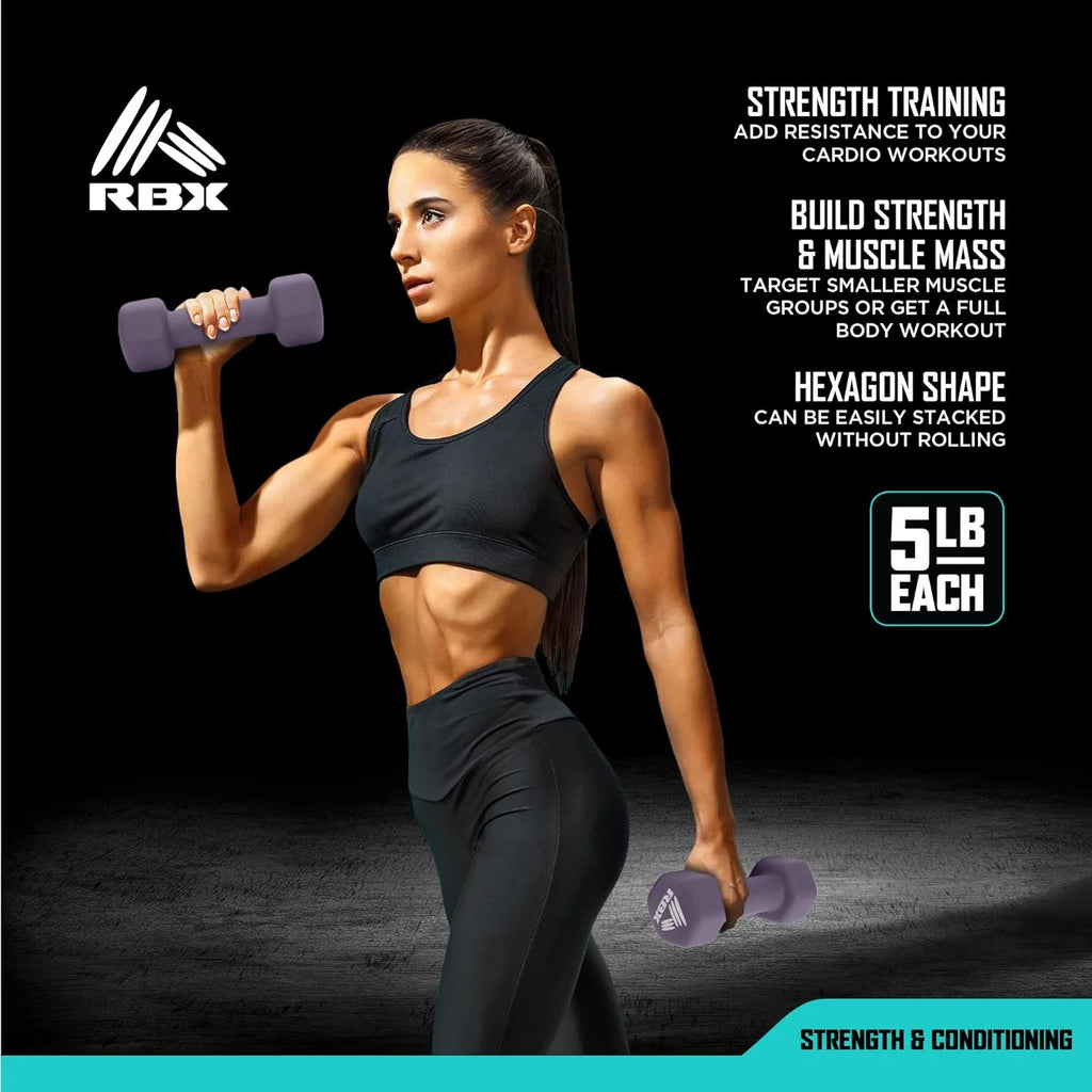 Weights Dumbbells Set - Neoprene Arm Weights with Non-Slip Grip, Training, Workout, Fitness, 5Lb