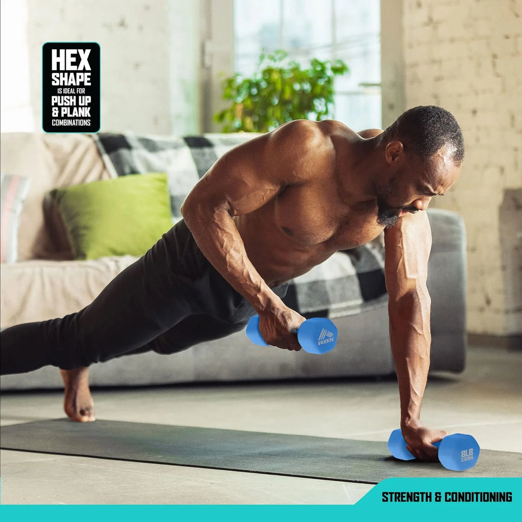 Weights Dumbbells Set - Neoprene Arm Weights with Non-Slip Grip, Training, Workout, Fitness, 8Lb