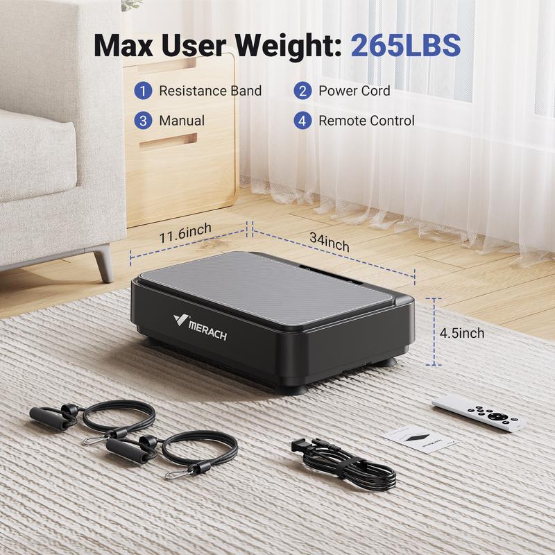 Merach Square Vibration Plate Exercise Machine 265Lbs Capacity, Comfortable Lymphatic Drainage for Full Body Workout, Home Gym Fitness Equipment, Ideal for Gift, Tiktokshopblackfriday