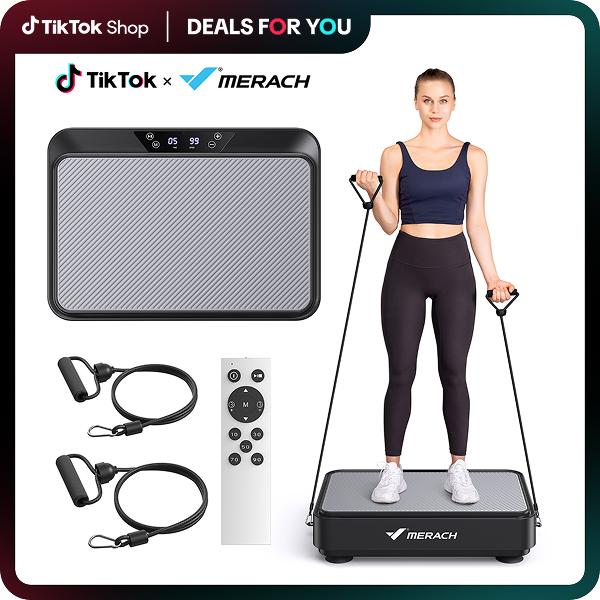 Merach Square Vibration Plate Exercise Machine 265Lbs Capacity, Comfortable Lymphatic Drainage for Full Body Workout, Home Gym Fitness Equipment, Ideal for Gift, Tiktokshopblackfriday