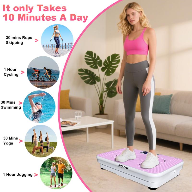 ROTAI Vibration Plate Exercise Machine Whole Body Vibration Plate 300 Lbs Capacity Lymphatic Drainage Home Gym Kit Workout Equipment for Full Body #Tiktokshopblackfriday