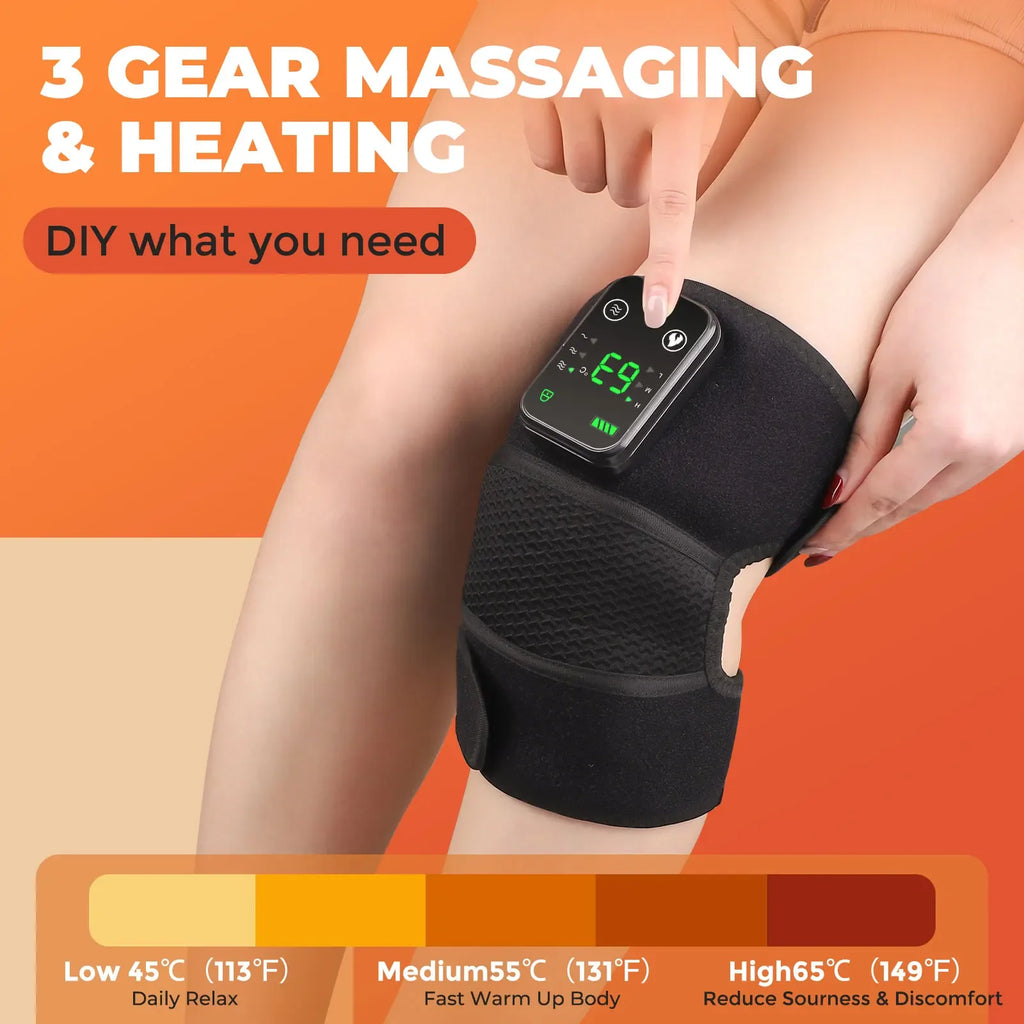 Electric Heated Vibration Knee Massage Physiotherapy Pad 3 in 1 Massager for Shoulder Elbow Hot Compress Pain Relief