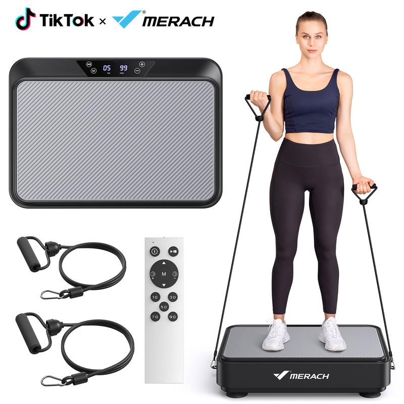 Merach Square Vibration Plate Exercise Machine 265Lbs Capacity, Comfortable Lymphatic Drainage for Full Body Workout, Home Gym Fitness Equipment, Ideal for Gift, Tiktokshopblackfriday